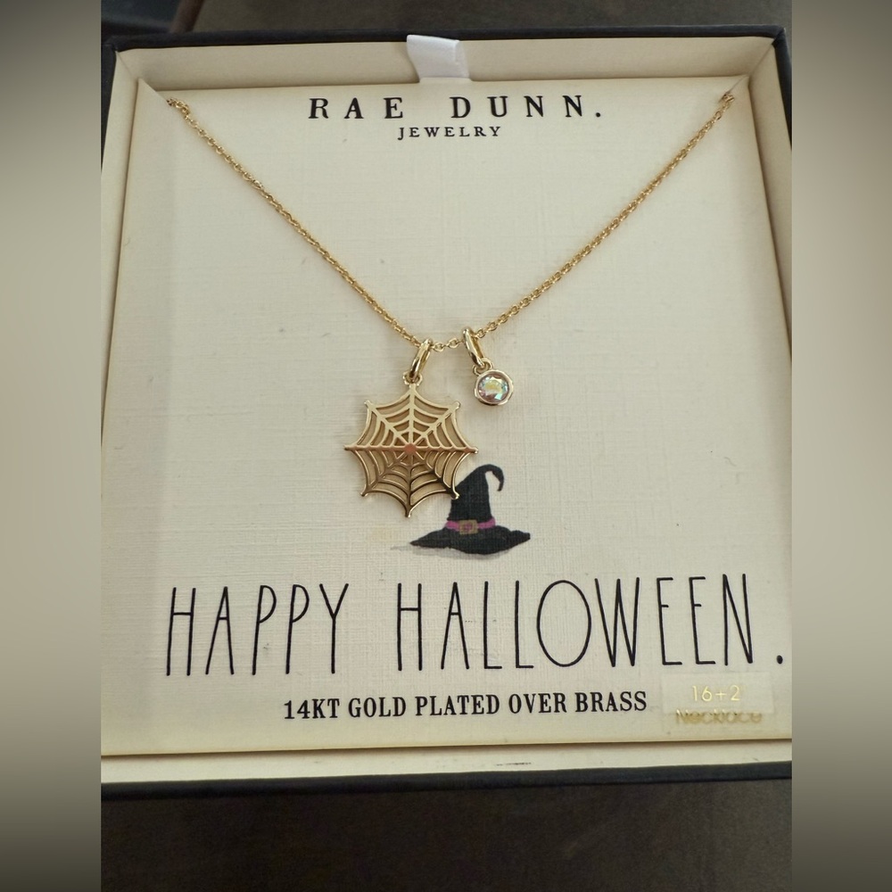 NWT Rae Dunn Gold Spider Web Necklace